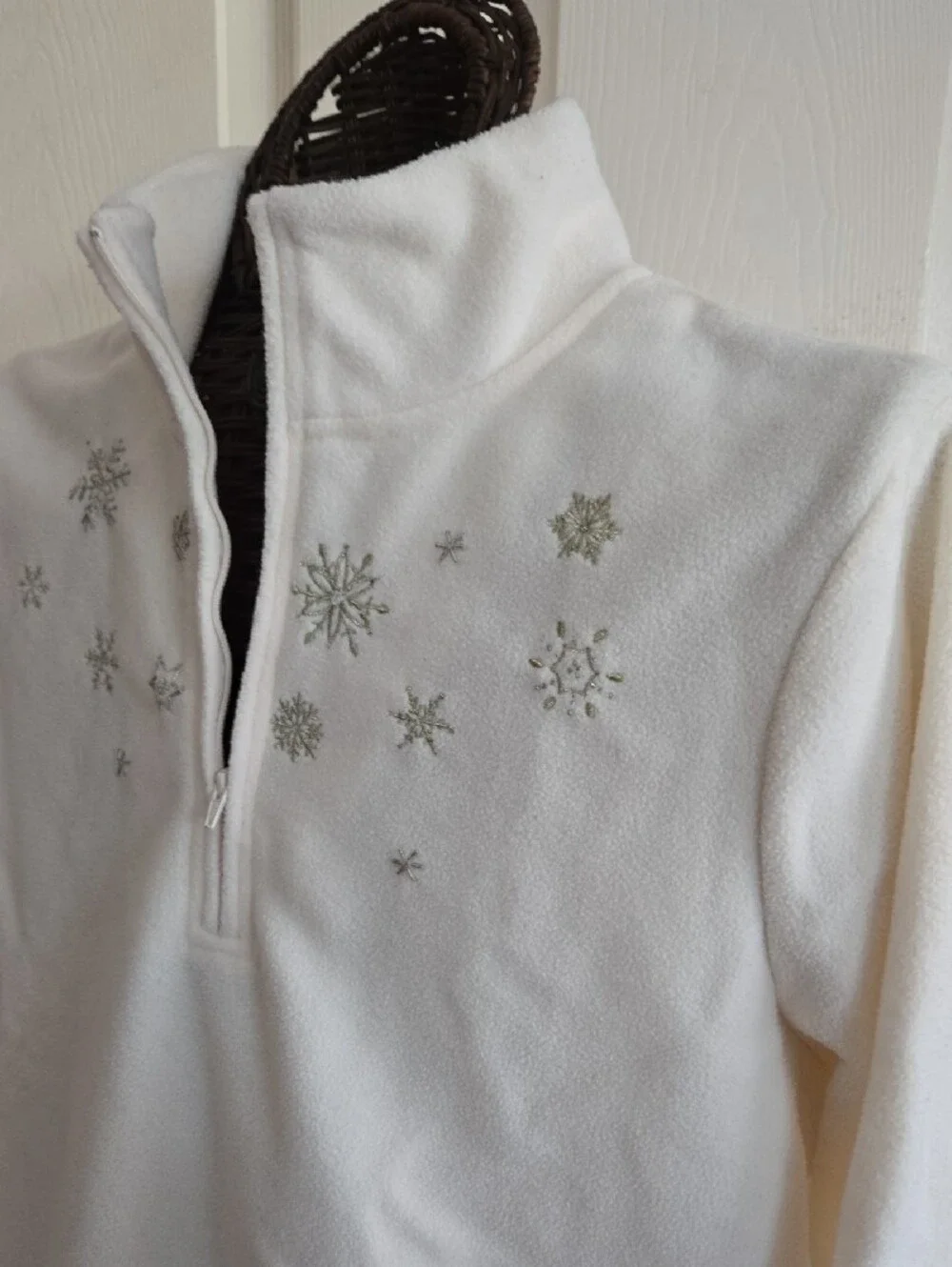 Basic Editions Cream Fleece Top-Size XL